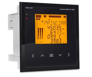 computer SMART III Fast 6 Power factor controller R13951. computer SMART III Fast 6, Power factor regulator;Alarm relay: Yes;Communications: RS-485;Measurement Range (V): 100...520;IΔn (A): yes;Power supply (Vac): 100...520 Vac;Nr steps: 6;Input current: .../5A | .../1A;Switching unit: EMF / EMB